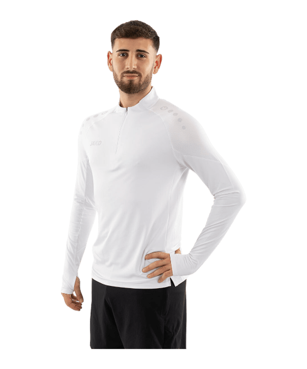 JAKO ZipTop Light Flow Sweatshirt Weiß F0 - weiss