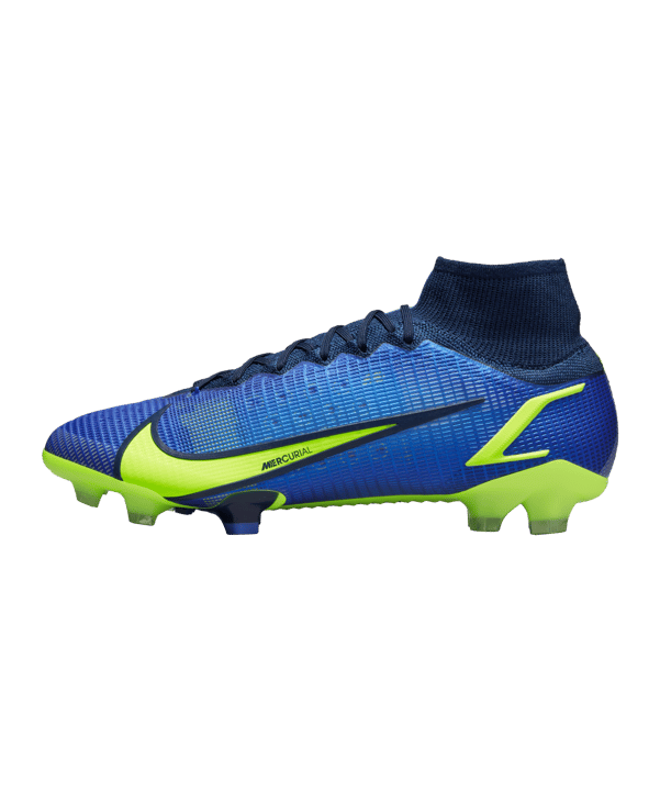 Nike Mercurial Superfly VIII Recharge Elite FG Blau Gelb F574 - blau