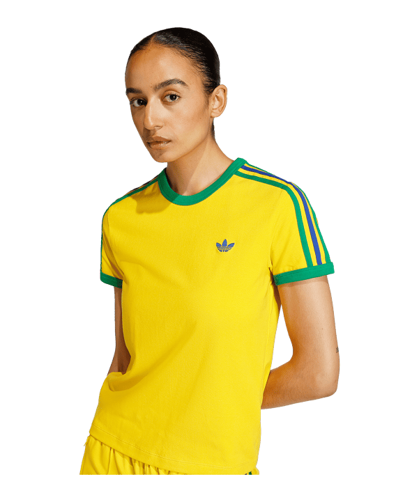 adidas Originals 3 Stripes Slim T-shirt Donna Giallo - giallo
