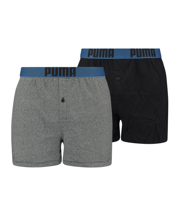PUMA Loose Fit Boxer 2er Pack Grau Blau F002 - grau