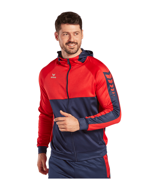 Erima Six Wings Kapuzenjacke Blau Rot - blau