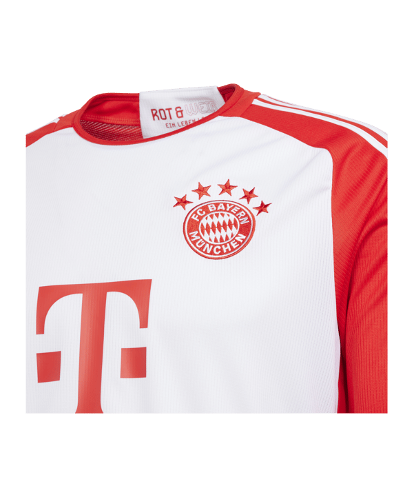 adidas FC Bayern München Trikot langarm Home 2023/2024 Kids Weiss Rot - weiss