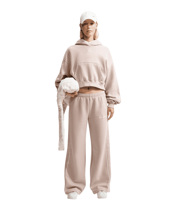 Nike Studio Fleece Scallop Broek Dames Bruin K236 - bruin
