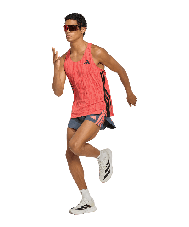 adidas Adizero Running Singlet T-Shirt Rot - rot