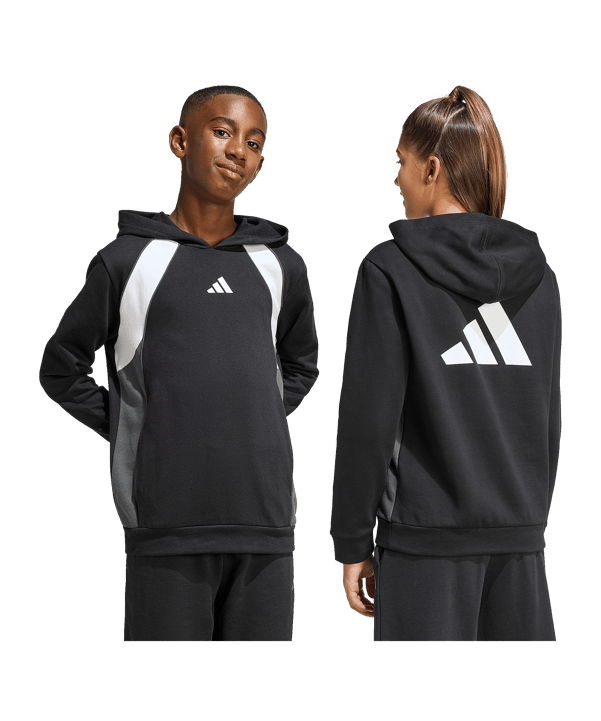 adidas Color Block Hoody Kids Schwarz - schwarz
