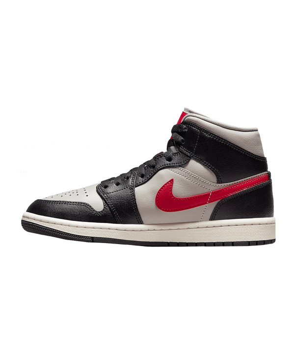 Jordan Air 1 Mid Damen Schwarz Rot Grau F060 - schwarz