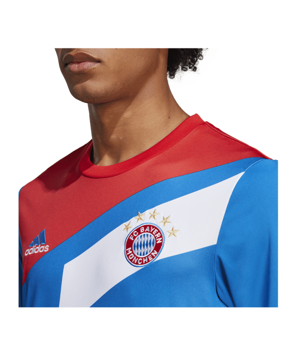 adidas FC Bayern München Prematch Shirt 2022/2023 Blau Rot Weiss - rot