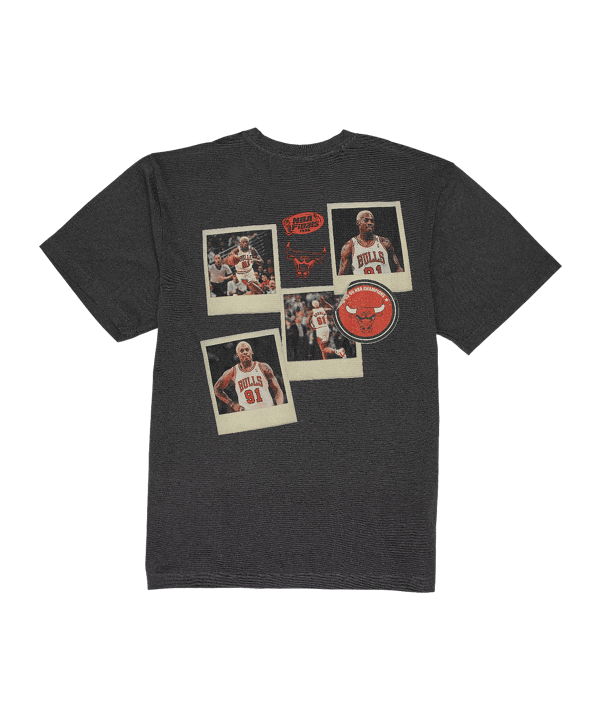 Mitchell and Ness Chicago Bulls NBA Player Retro Photo Dennis Rodman T-Shirt Schwarz - schwarz