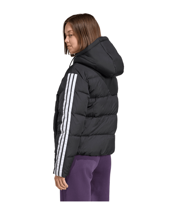 adidas Essentials Climawarm 3 Stripes Puffer Down Kapuzenjacke Damen Schwarz - schwarz