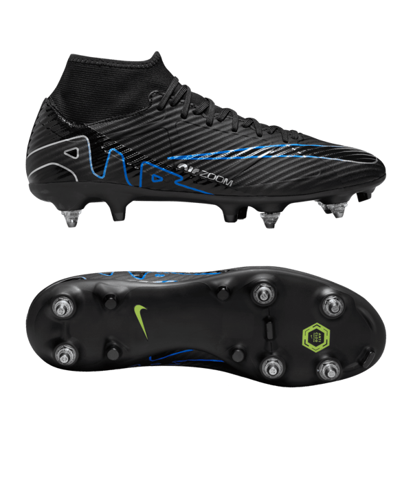Nike Air Zoom Mercurial Superfly IX Academy SG-Pro AC Shadow Schwarz Silber Blau F040 - schwarz