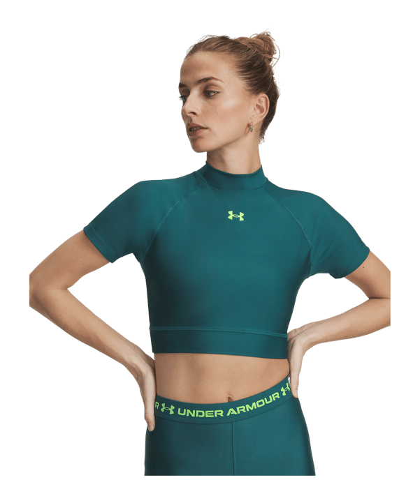 Under Armour HeatGear Crop Mock Damen Grün F338 - gruen