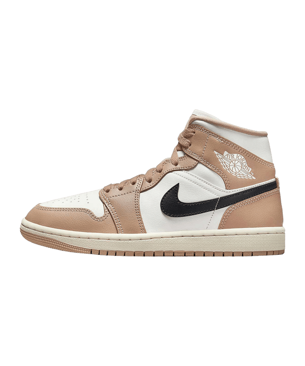 Jordan Air 1 Mid Damen Weiss Beige Schwarz F103 - weiss