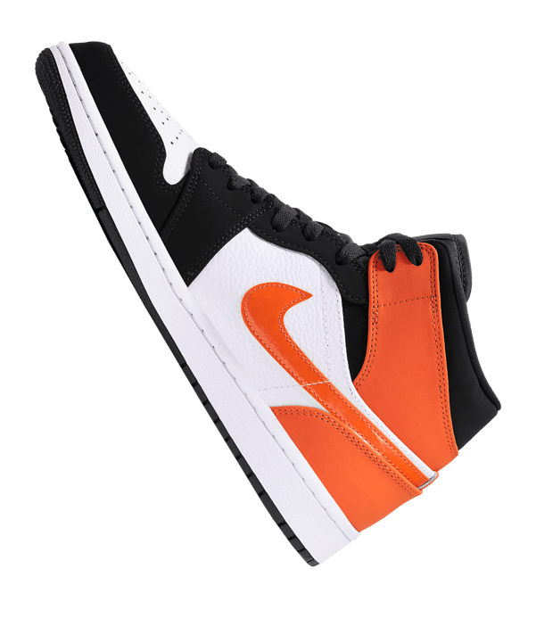 Jordan Air 1 Mid Sneaker Schwarz Orange F058 - schwarz