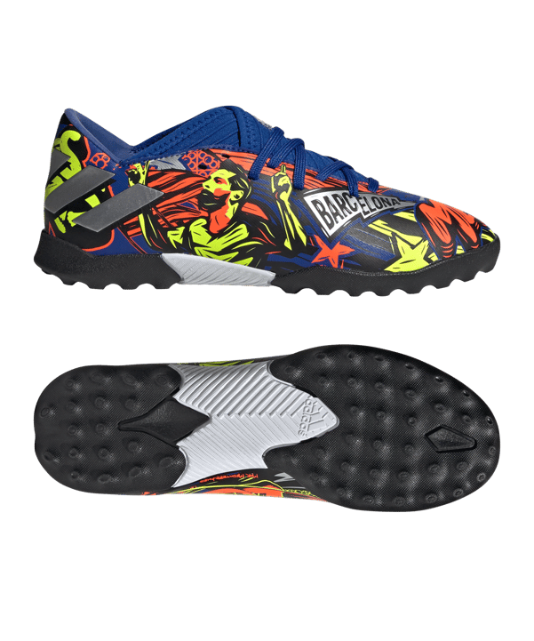 adidas NEMEZIZ Messi 19.3 TF J Kids Blau Silber - blau