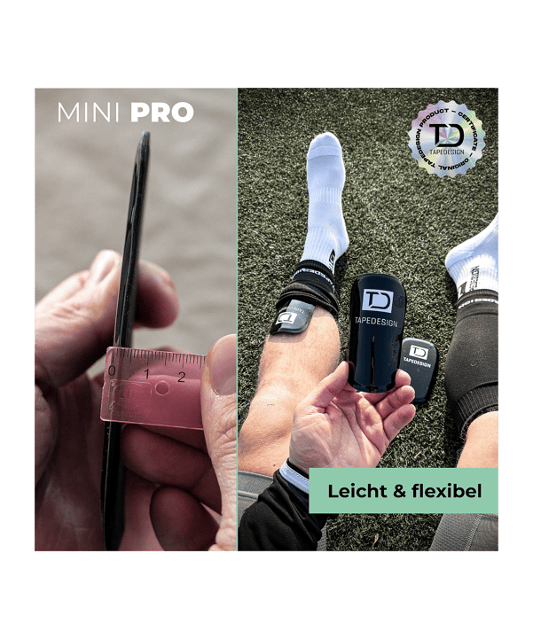 Tapedesign Mini PRO Schienbeinschoner Schwarz - schwarz