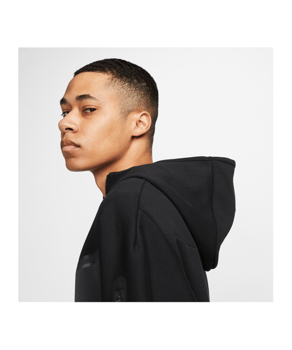 Nike Tech Fleece Kapuzenjacke Schwarz Orange F010 - schwarz