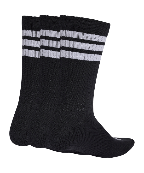 adidas 3 Stripes Crew 3er Pack Socken Schwarz - schwarz