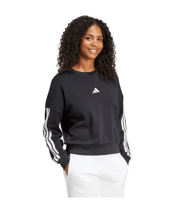 adidas Essentials 3 Stripes Sweatshirt Damen Schwarz - schwarz