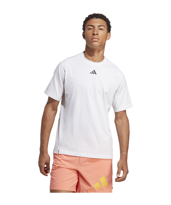 adidas 3Bar T-Shirt Weiss Gelb Orange - weiss
