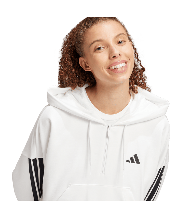 adidas Essentials 3-Streifen French Terry HalfZip Hoddy Weiss/Schwarz - weiss