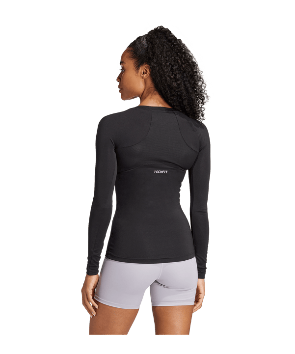 adidas TechFit Longsleeve T-Shirt Damen Schwarz - schwarz
