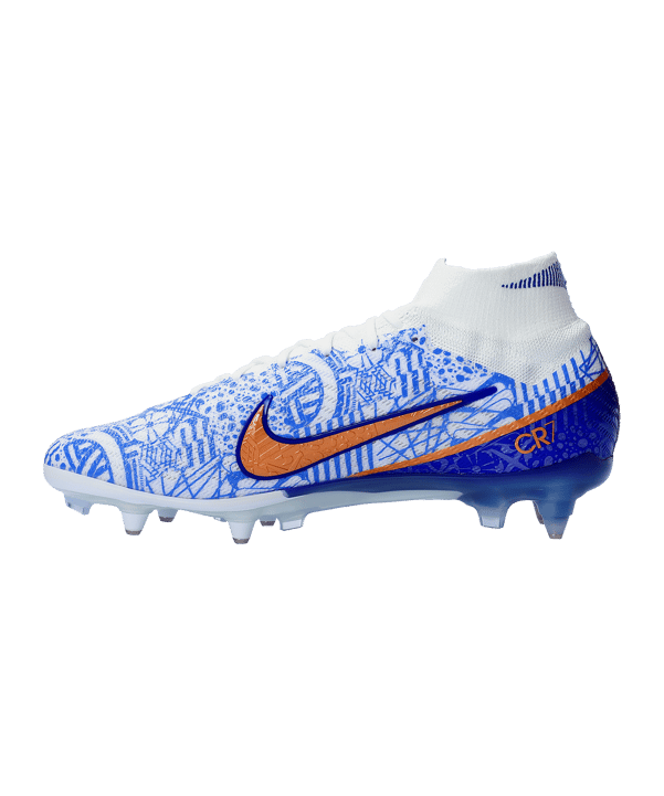 Nike Air Zoom Mercurial Superfly IX Elite CR7 SG-Pro AC Weiss Blau Gold F182 - weiss
