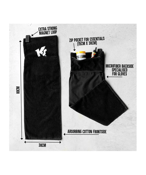 KEEPERsport 30cm x 80+15cm Handtuch Schwarz F0118 - schwarz