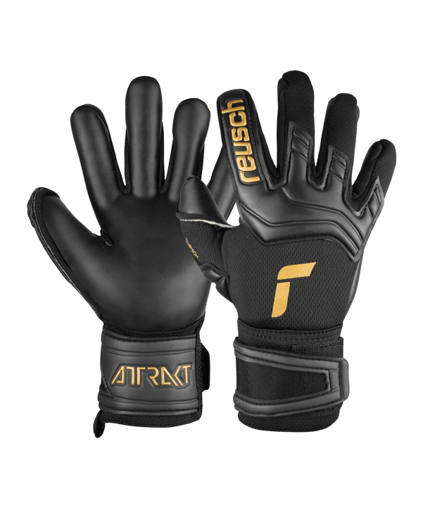 Reusch Attrakt Duo Torwarthandschuh Kids Schwarz Gold F7707 - schwarz
