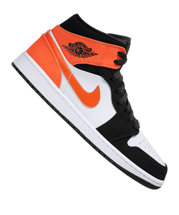 Jordan Air 1 Mid Sneaker Schwarz Orange F058 - schwarz