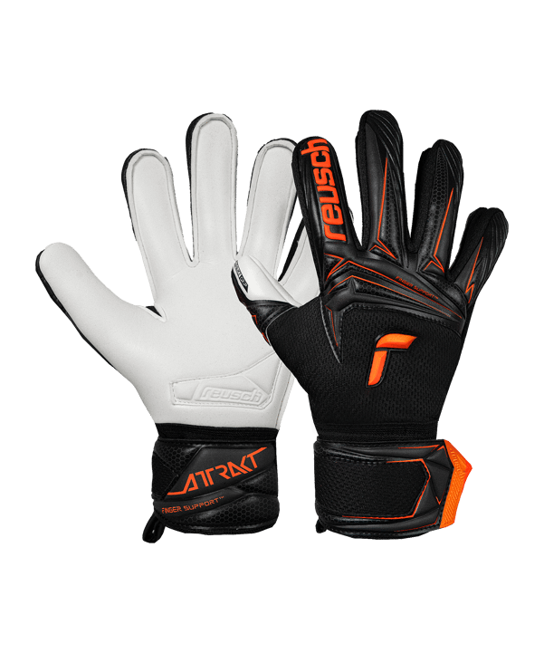 Reusch Attrakt Advance Finger Support Torwarthandschuhe Kids Schwarz - schwarz