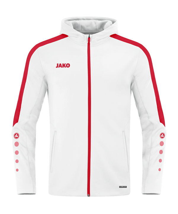 JAKO Power Kapuzenjacke Kids Weiss Rot F004 - weiss