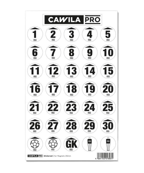 Cawila PRO Stickerset Rückennummer 20mm Schwarz - schwarz