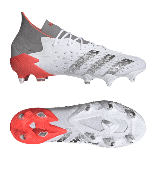 adidas Predator FREAK.1 SG White Spark Weiss Grau Rot - weiss