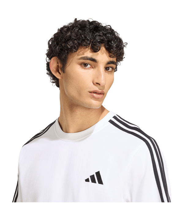 adidas Essentials 3-Stripes Single Jersey Left Chest Branded T-Shirt Weiß - weiss