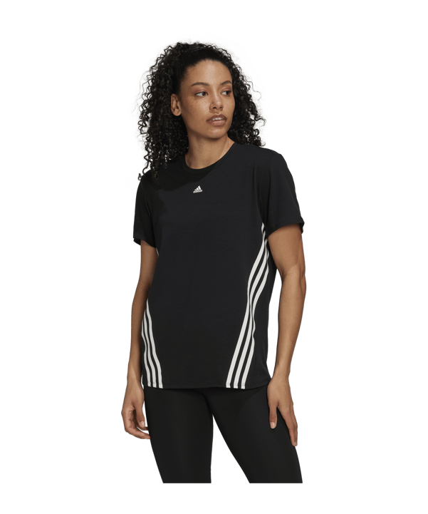adidas Trainicons 3-Stripes T-Shirt Damen Schwarz - schwarz