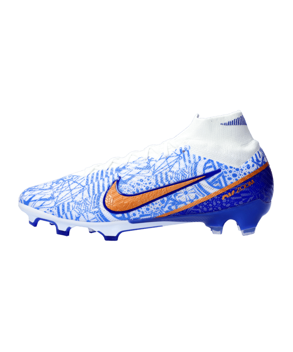 Nike Air Zoom Mercurial Superfly IX Elite CR7 FG Weiss Blau Gold F182 - weiss