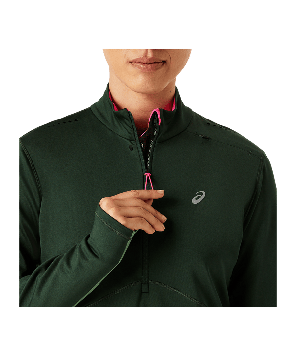 Asics WinterRun HalfZip Sweatshirt Damen Grün F300 - gruen