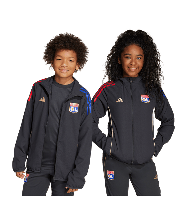 adidas Olympique Lyon Präsentationsjacke Kids Grau - grau