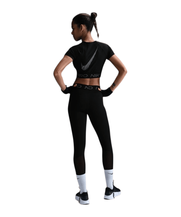 Nike Pro Cropped Graphic T-Shirt Damen Schwarz F010 - nero
