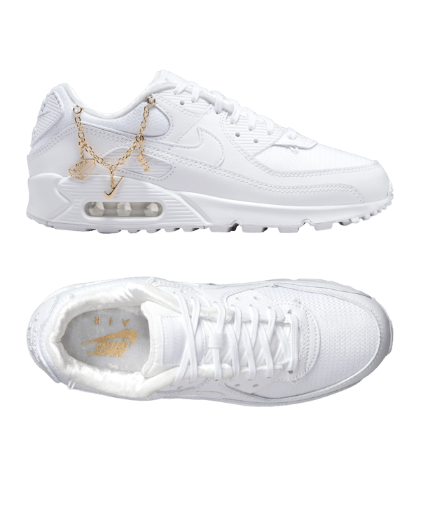 Nike Air Max 90 Damen Weiss Gold F100 - weiss