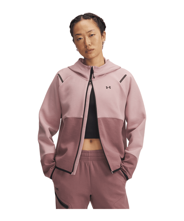 Under Armour Unstoppable Fleece Kapuzenjacke Damen Rosa F673 - rosa