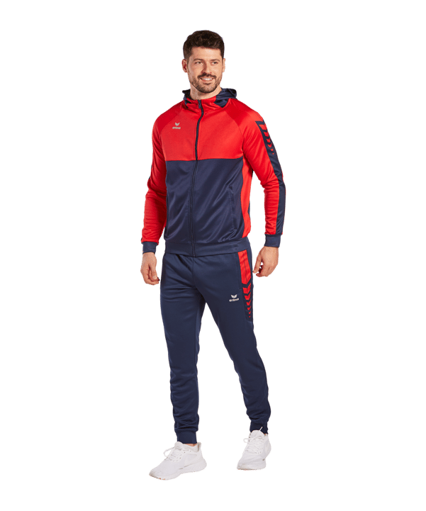 Erima Six Wings Kapuzenjacke Blau Rot - blau