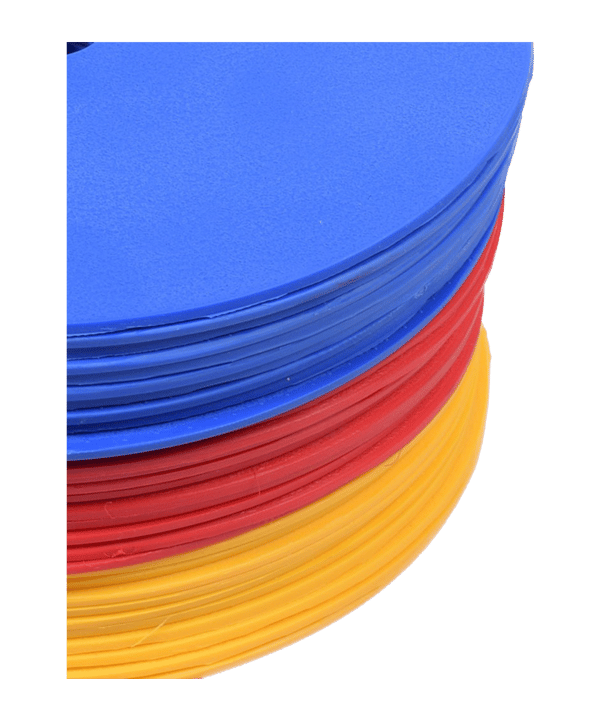 Cawila Floormarker 30er Set + Träger | Markierungsscheiben Gummi | Durchmesser 15cm - blau