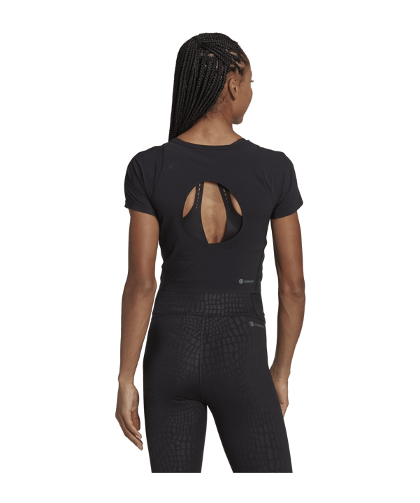 adidas WTR Cropped T-Shirt Damen Schwarz Grau - schwarz