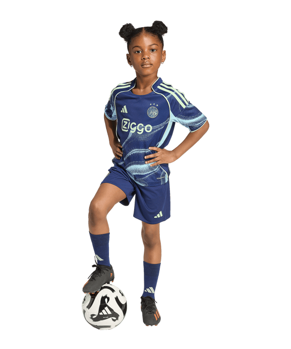 adidas Ajax Amsterdam Trikot Set Away 2025/2026 Kids Blau - blau