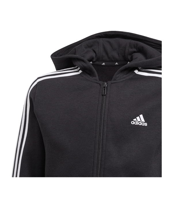 adidas 3S Kapuzenjacke Kids Schwarz Weiss - schwarz