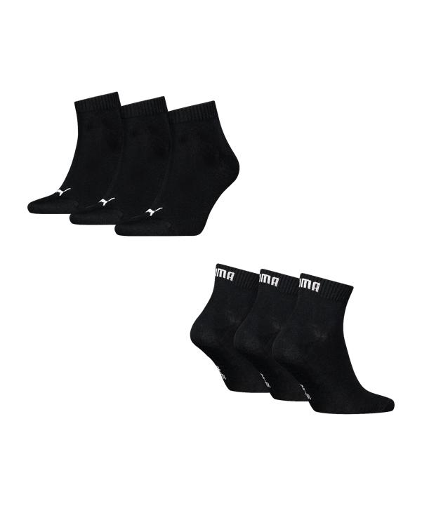 PUMA Quarter Plain 3P Socken Schwarz F200 - schwarz