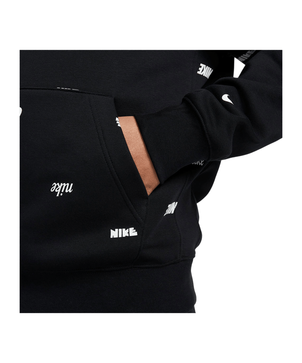 Nike Club Fleece Allover Print Hoody Schwarz F010 - schwarz
