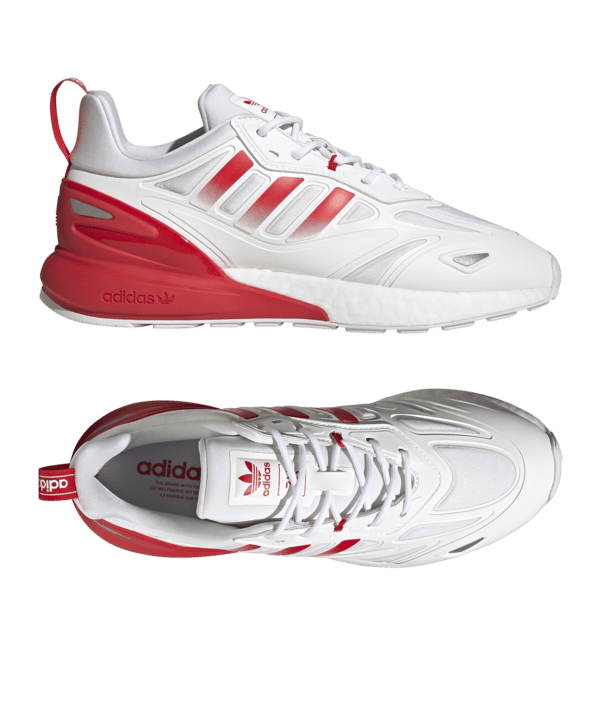 adidas Originals ZX 2K Boost 2.0 Weiss Silber Rot - weiss
