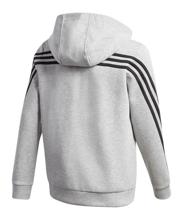adidas 3 Stripes Doubleknit Kapuzenjacke Kids Grau - grau